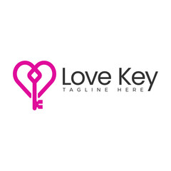 Creative modern key with love logo vector 
