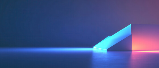 Neon-Lit Geometric Shapes in a Dark Room