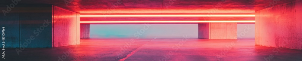 Poster Neon Algorithmic Corridor Immersive Digital Infrastructure Visualization Exploring AI-Driven Spatial Design and Technological Flow Dynamics