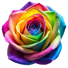 a vibrant and detailed rainbow colored rose isolated white background