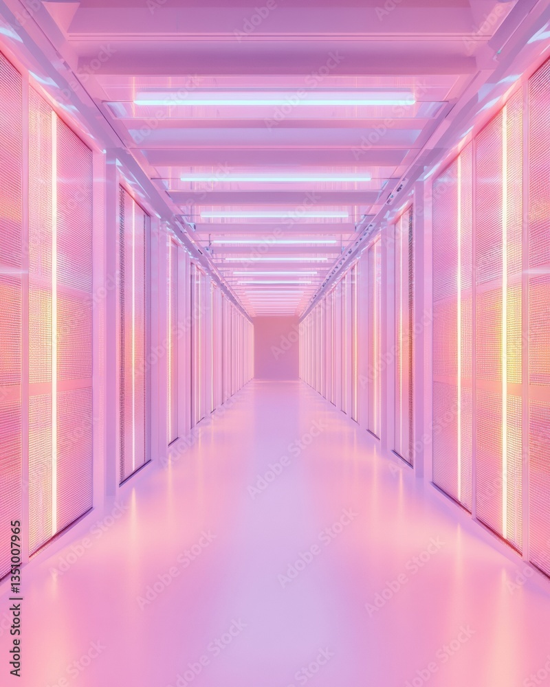 Poster Ethereal Digital Nexus Immersive Cloud Computing Infrastructure with Pastel Gradient Symmetry - Next-Gen Data Center Visualization for Innovative Tech Branding