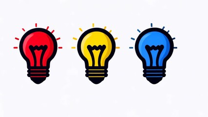Colorful Light Bulb Icons Representing Bright Ideas and Creativity Generative AI
