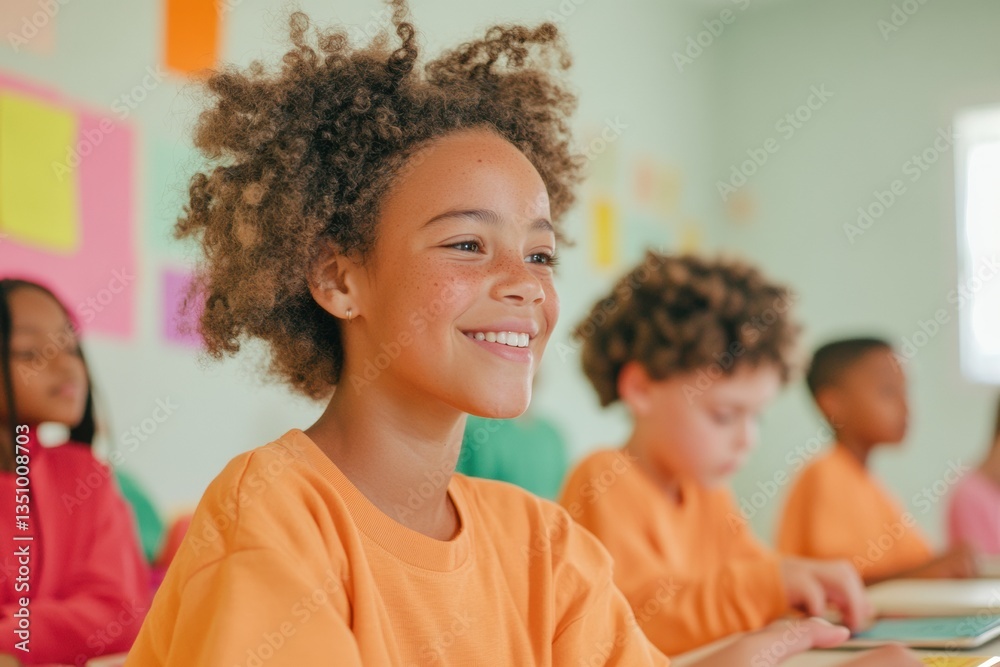 Poster inclusive edtech empowerment vibrant gen z classroom learning with joyful multicultural students - n