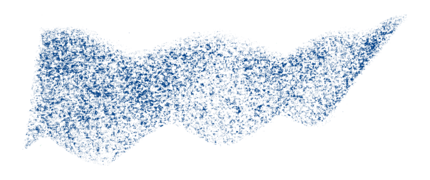 Separate blue crayon brush strokes on transparent background.
