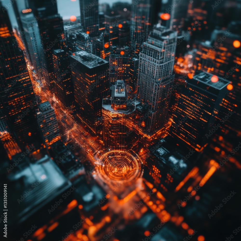 Poster Cybernetic Metropolis Immersive Urban Data Visualization Revealing Futuristic Smart City Connectivity with Dynamic Holographic Network Mapping