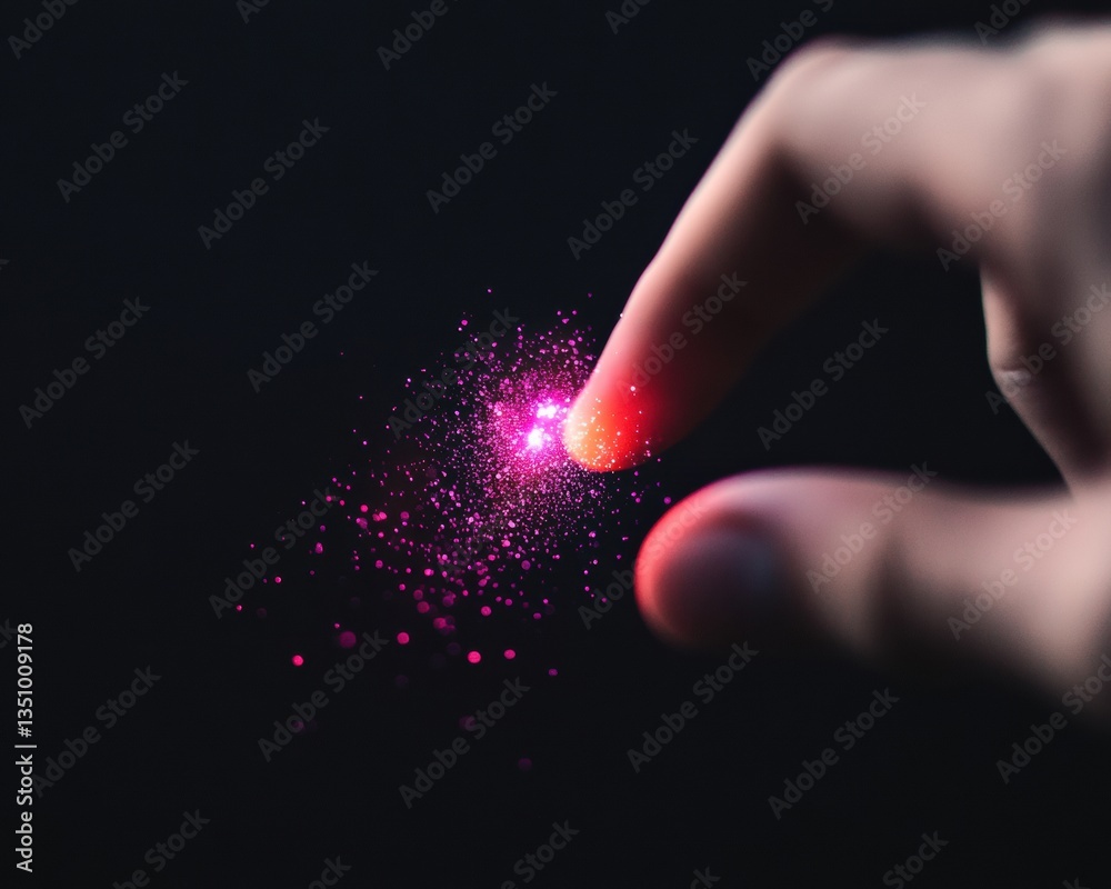 Poster Quantum Interaction Immersive Digital Particle Visualization - Cutting-Edge Tech Innovation Showcasing Sensory Engagement and Futuristic Human-Interface Dynamics