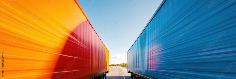 Fototapete AI-Powered Logistics Visualization Dynamic Freight Corridor Showcasing Hyper-Efficient Transportation Technology with Vibrant Color Gradient Symbolizing Supply Chain Innovation