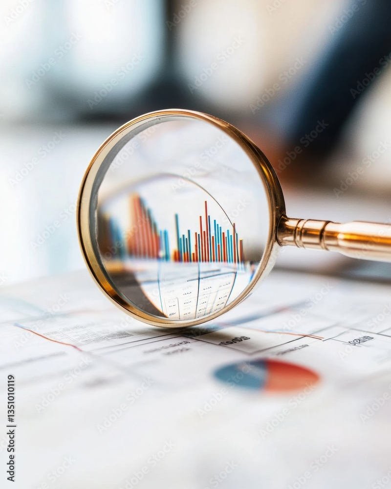 Leinwandbilder precision data analytics magnifying glass revealing innovative financial insights for strategic mark