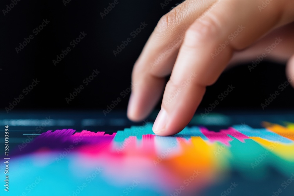 Aufkleber Interactive Data Visualization Immersive Digital Interface Exploring Vibrant Analytics Through Touchscreen Technology - Next-Gen Business Intelligence Empowering Creative Decision Making
