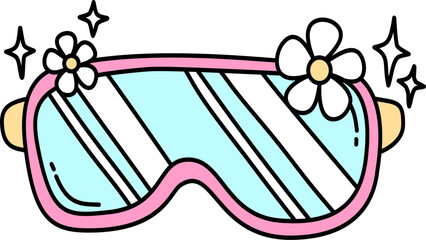 Hand drawn retro  summer Diving glasses cartoon groovy doodle