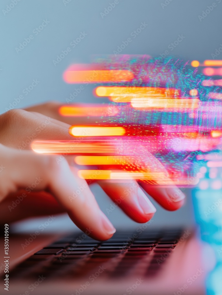 Fototapete Kinetic Digital Innovation Blurred Motion Visualization of AI-Powered Workflow Acceleration, Capturing Dynamic Tech Transformation and Creative Performance Optimization