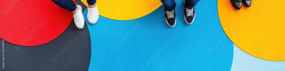 Poster Dynamic Color Psychology in Modern Workspace Design Minimalist Collaborative Flooring Showcasing Innovative Team Interaction and Conceptual Brand Identity Visualization