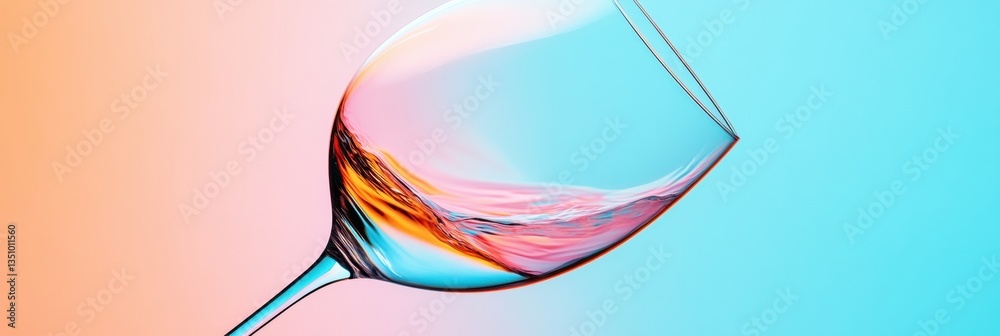Poster chromatic liquid dynamics prismatic wine glass art in gradient pastel - innovative visual marketing 