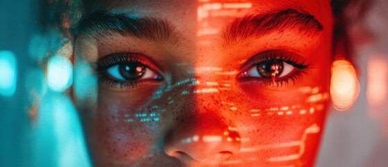 Immersive Tech Interfaces Gen Z Digital Native Experiencing Augmented Reality UX with Emotive Cyberpunk Aesthetic - Futuristic Interactive Learning Visualization