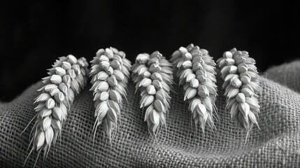 Close-up of wheat ears on burlap (1)
