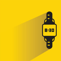 Fototapeta premium smart hand watch icon with shadow on yellow background