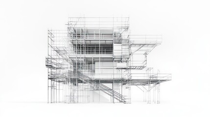 Modern Architectural Blueprint Sketch of a House