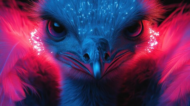 Close-up vibrant digital emu