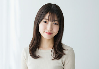 明るく微笑む20代の女性