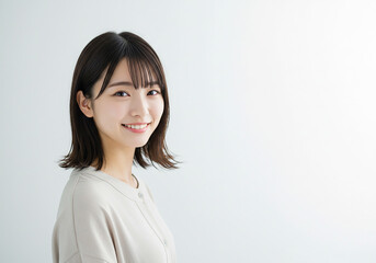 明るく微笑む20代の女性