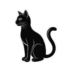 Black Cat Vector Illustration – Silhouette, Cute, Minimalist, Halloween Icon