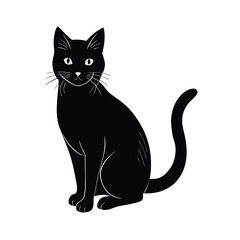 Black Cat Vector Illustration – Silhouette, Cute, Minimalist, Halloween Icon