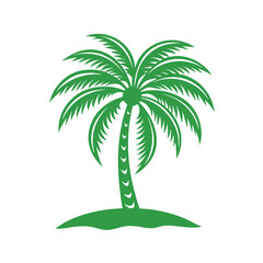 Obraz premium ropical green Palm Tree Silhouette – Detailed Vector, Sunset Gradient, Island Scene, Minimal Design