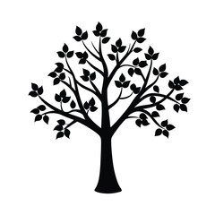 Apple Tree and Palm Silhouette Vector – Nature Illustration, Clipart Icon