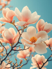 Close-up of pink and white magnolias: Fresh social media picture