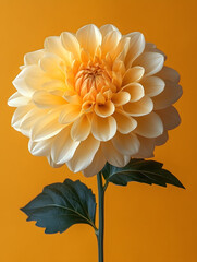 Single-branch Dahlia: Close-up of flowers on a warm orange background