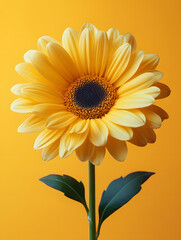 Single sunflower: Close-up with high-saturation warm tones
