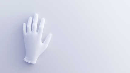 White Latex Glove on a Plain Background