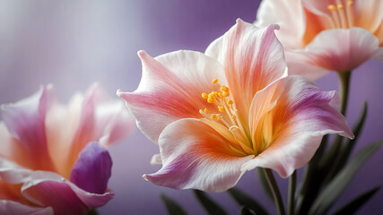 Fototapeta premium Dreamy Floral Design Featuring Delicate Pastel Flower with Silky Petals and Subtle Gradient Effect