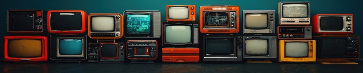Vintage Television Set Collection in Various Styles and Colors