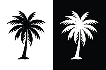 Fototapeta premium Palm Tree Silhouette Icon. Elegant Vector for Tropical Designs