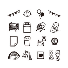 赤ちゃんのお部屋グッズアイコンセット