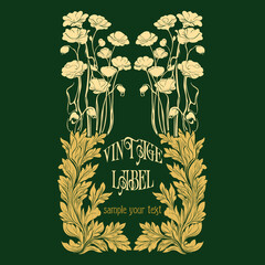 vector vintage items: label art nouveau, frame, wedding invitation
