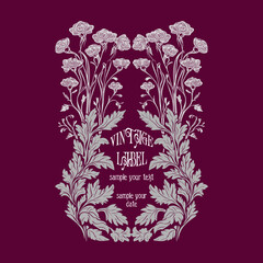 vector vintage items: label art nouveau, frame, wedding invitation
