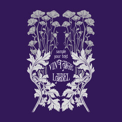 vector vintage items: label art nouveau, frame, wedding invitation
