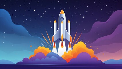 Obraz premium Space Rocket Launch: A Journey into the Cosmos