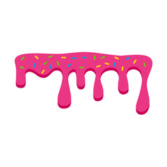 pink sweet melting icing with colorful sprinkles and pink donut vector illustration