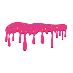 pink sweet melting icing with colorful sprinkles and pink donut vector illustration