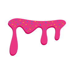 pink sweet melting icing with colorful sprinkles and pink donut vector illustration