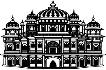  illustration of expensive black and white palace