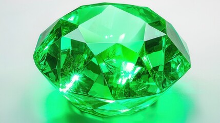 Fototapeta premium Sparkling Green Gemstonefaceted crystalbrilliant cutluxuryemeraldprecious stonereflective
