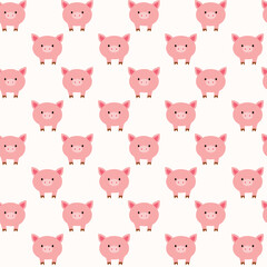 Obraz premium Pink pig seamless pattern vector illustration