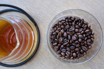 coffee beans in a glass jar