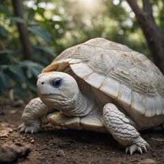 Obraz premium A white tortoise with a soft, feathery shell, resembling an angel.