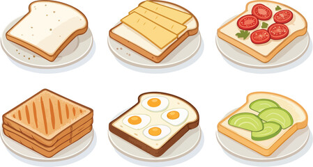 Set of Toasted Bread vector design, Toasted Bread Logo and icon design, Toasted Bread vector design