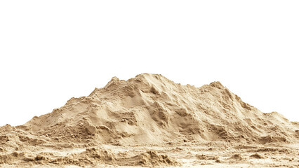 The pile of sand in the construction site Isolated on a transparent background